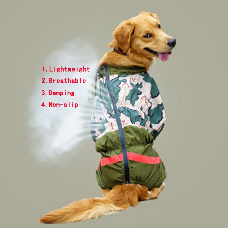 Kæledyr stor hund regnfrakke jumpsuit vandtæt åndbart tøj til mellemstore store hunde regnfrakke fransk bulldog labrador kappe