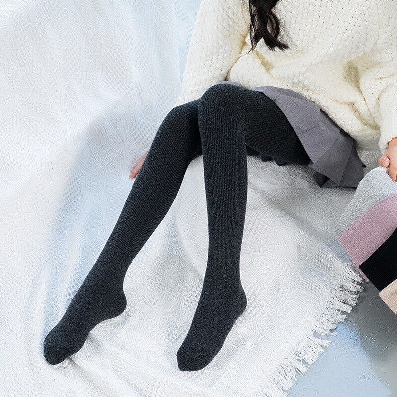 Pantimedias de rayas verticales para niñas, medias de terciopelo grueso esmerilado, cómodas y transpirables, piernas delgadas, 3-8 años, otoño e invierno, novedad de: 6 / XL