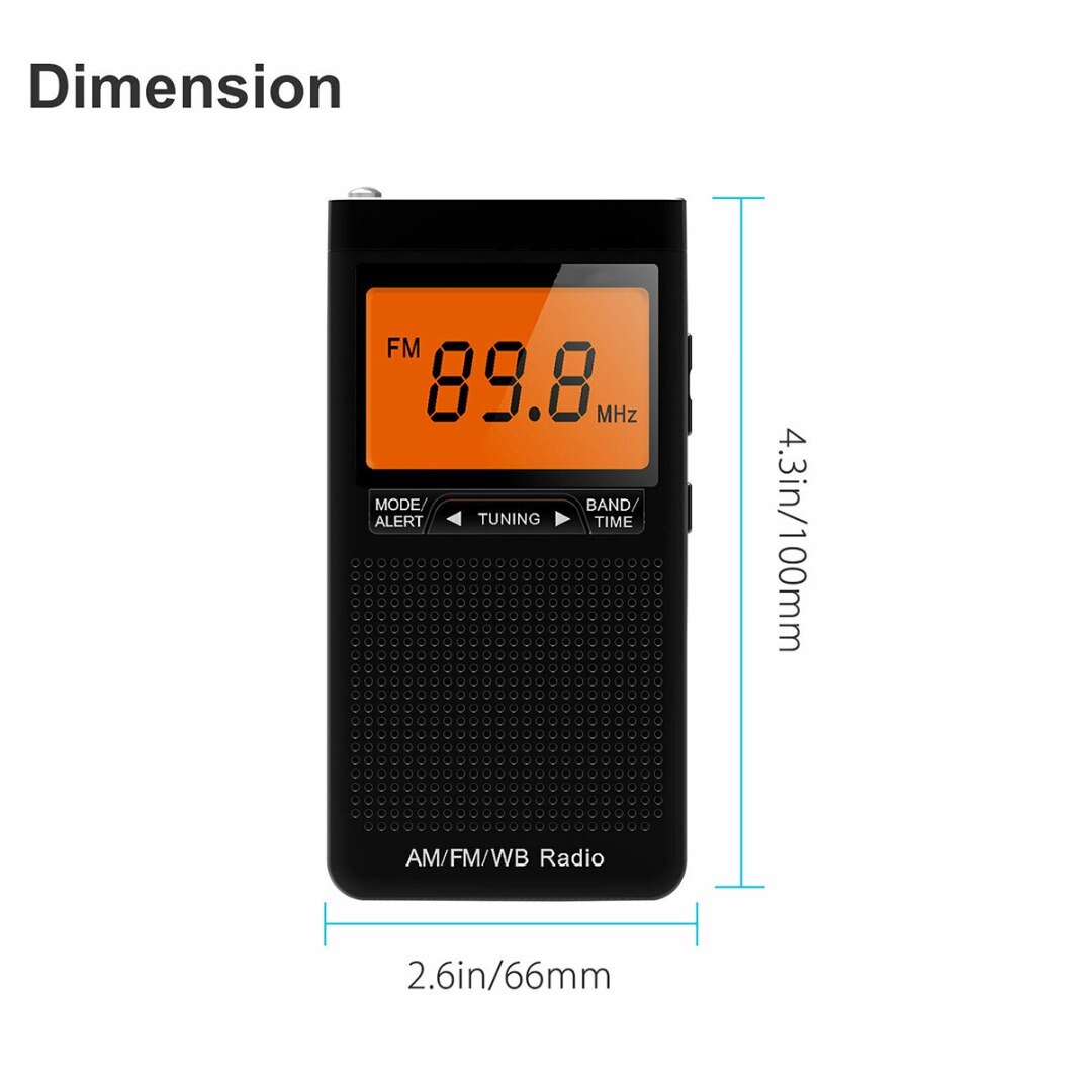 1pc NOAA Weather Radio AM FM Emergency Pocket Radio Receiver With Weather Warning 2 AAA Batteries For Outdoor Weather Broadcasts