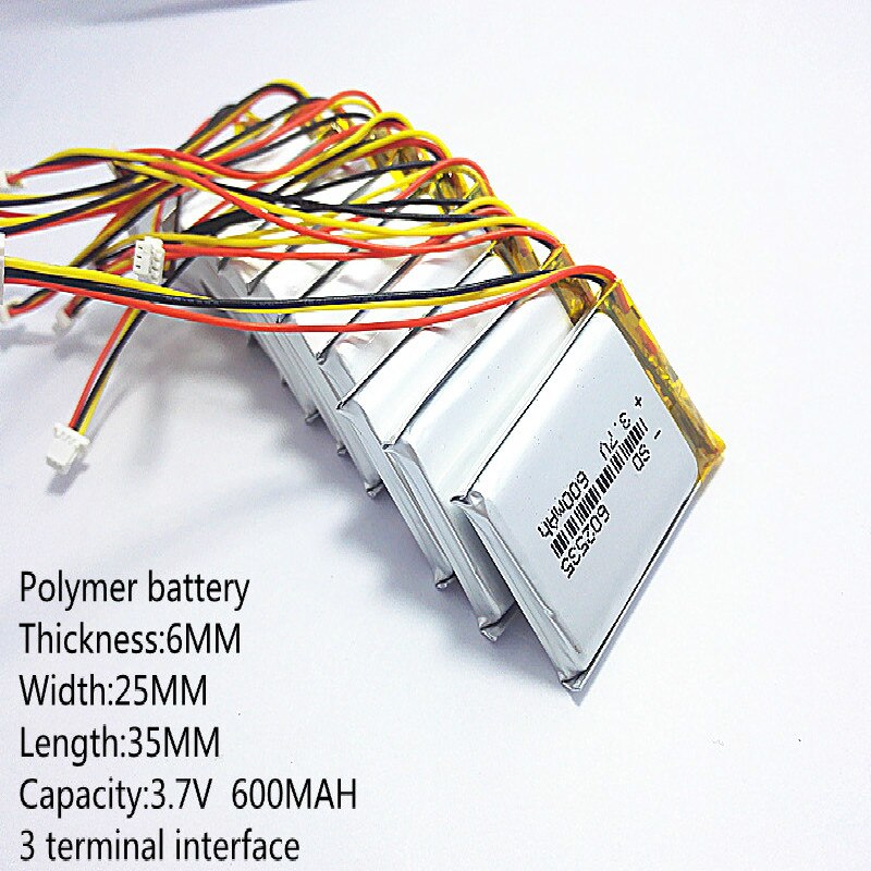 Akumulator litowo polimerowy Model 602536 602535 600mah 3.7V litowo polimerowa bateria MP3 MP4 GPS złącze