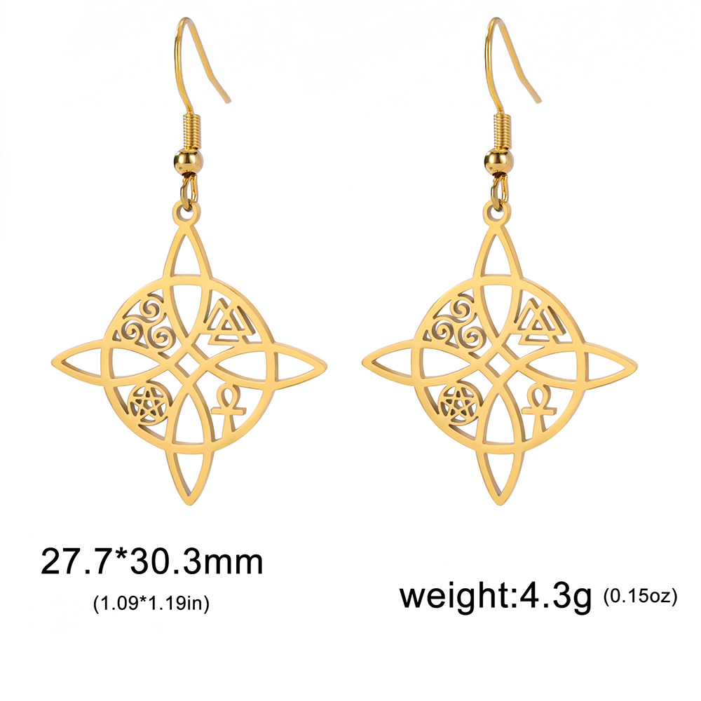 Dadapara stregoneria orecchini con nodo strega irlandese Celtics nodo Wicca simbolo orecchini pendenti gioielli con geometria Vintage ▾ in acciaio inossidabile: Rame antico placcato