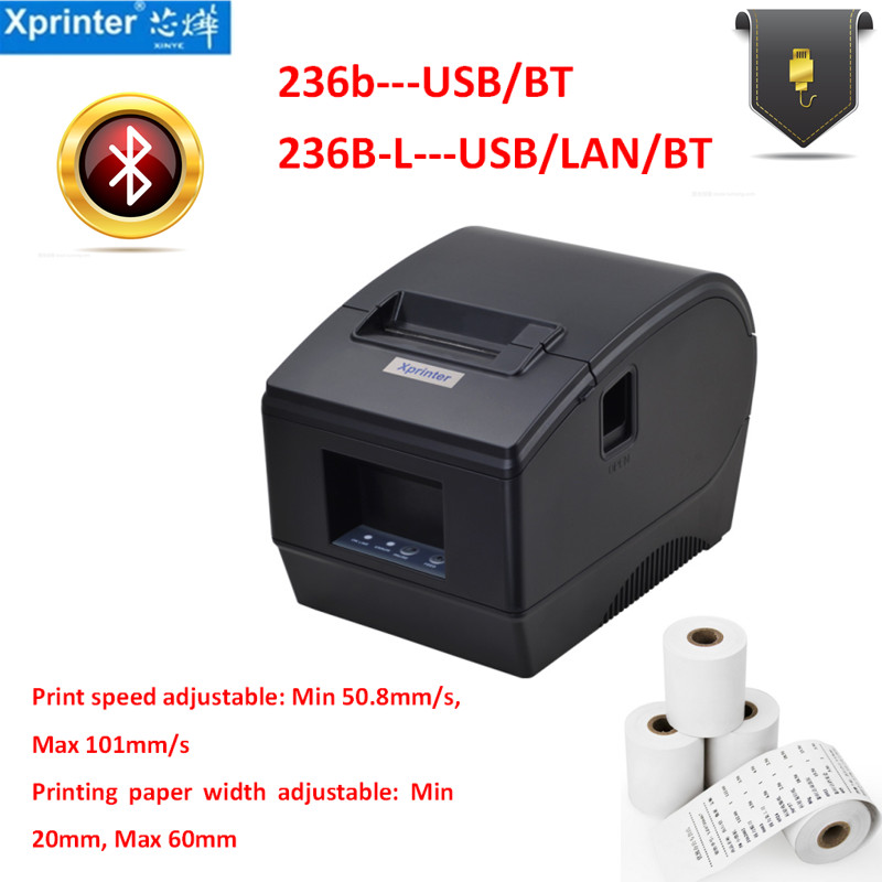 XP-236B/236BL 20-60mm barcode printer sticker printer 58mm receipt printer POS printer Qr code the non-drying label printer