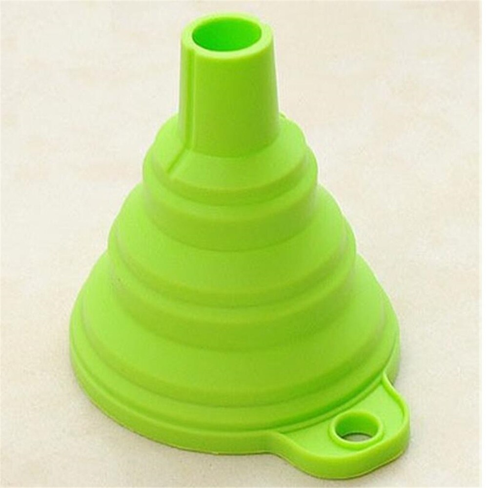 Mini Silicone Inklapbare Trechter Keuken Accessoires Vouwen Draagbare Trechters Worden Opgehangen Huishoudelijke Vloeibare Doseren Keuken Gereedschap: Green