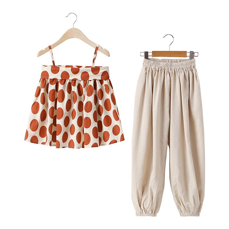 Girls Clothes Set Teen Cute Korean Casual Sleeveless Top And Long Pants Children Two Piece Suit girls outfits