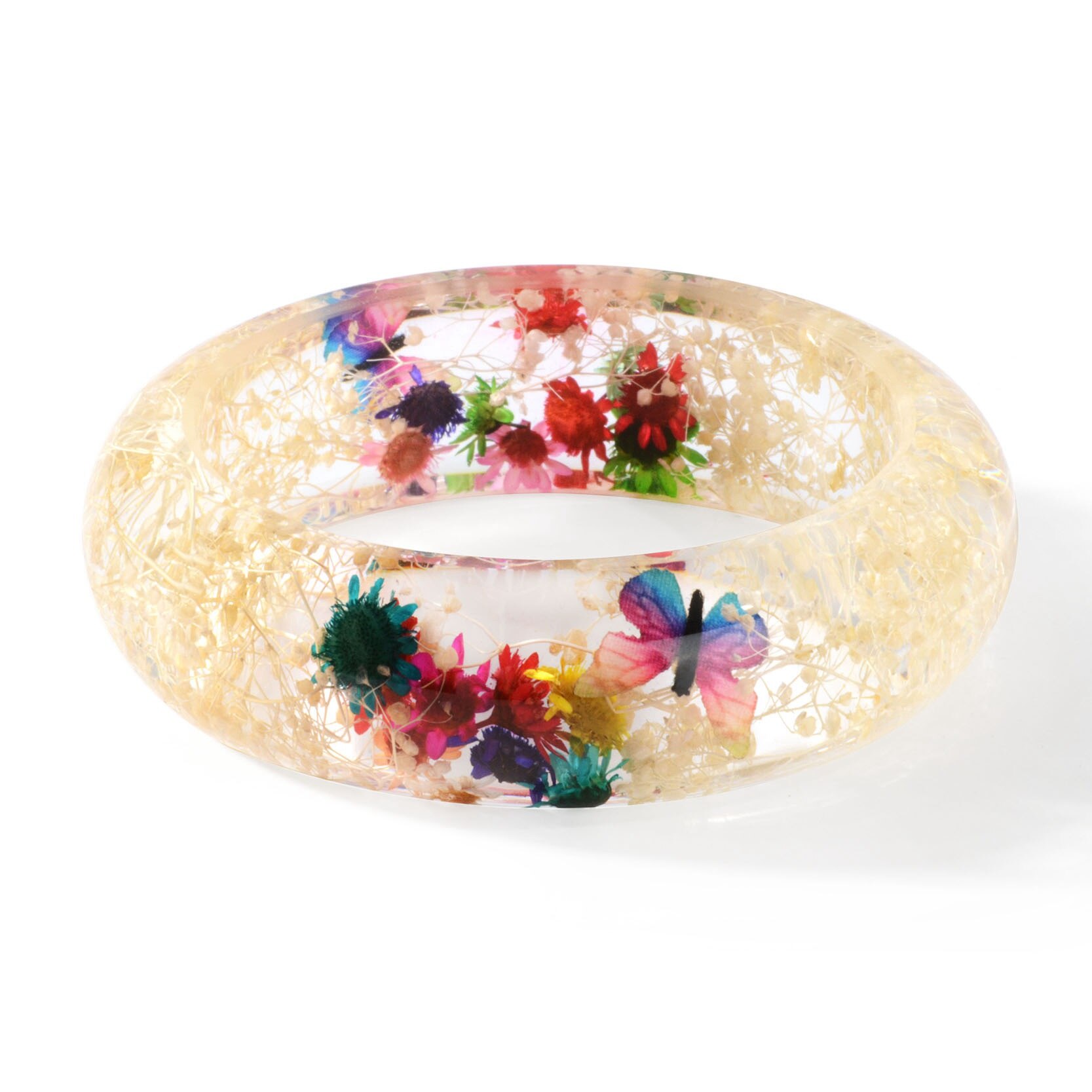 KCALOE Dried Flower Resin Bangles Bracelet For Women Real Baby's Breath Brazilian Star Chrysanthemum Inside Vintage Jewelry: 12