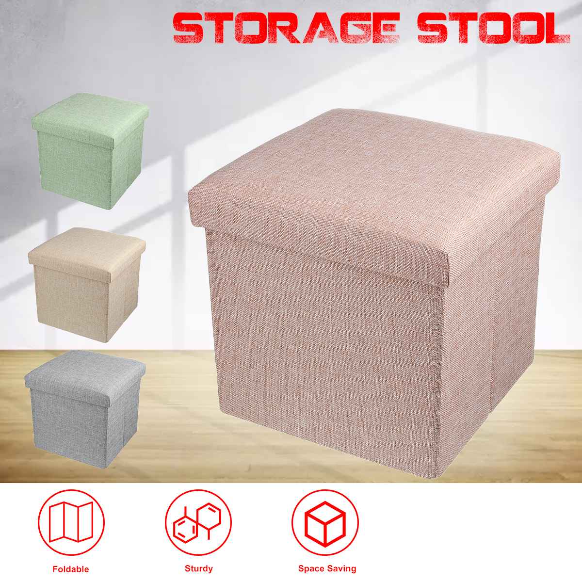4 färger hopfällbar tyg förvaringspall bänklåda liten soffa minimalistisk konstnärlig stil barnstol fotpall 30*30*30cm