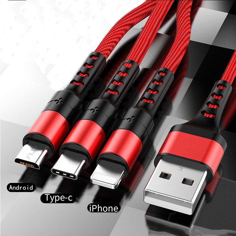 Baseus 3in1 Daten USB Kabel iphone ladegerät Ladekabel Für Android Typ C Xiaomi Samsung Ladegerät Draht telefon zubehör