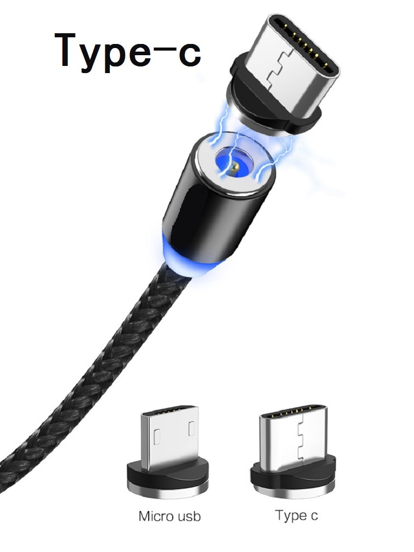 Cable magnético Micro USB tipo C, Cable de carga para Samsung iPhone 7 6, cargador, cable magnético rápido, Cable USB C, Cable adaptador C