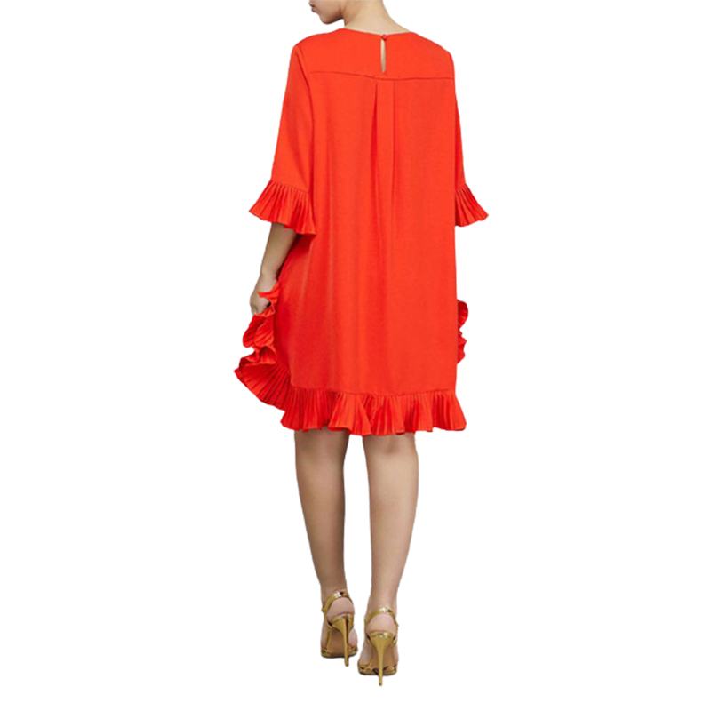 Robe de soirée élégante Falbala pour femmes, robes mi-longues rouges pour femmes, printemps, été, demi-manches, document solide, décontracté, 2024