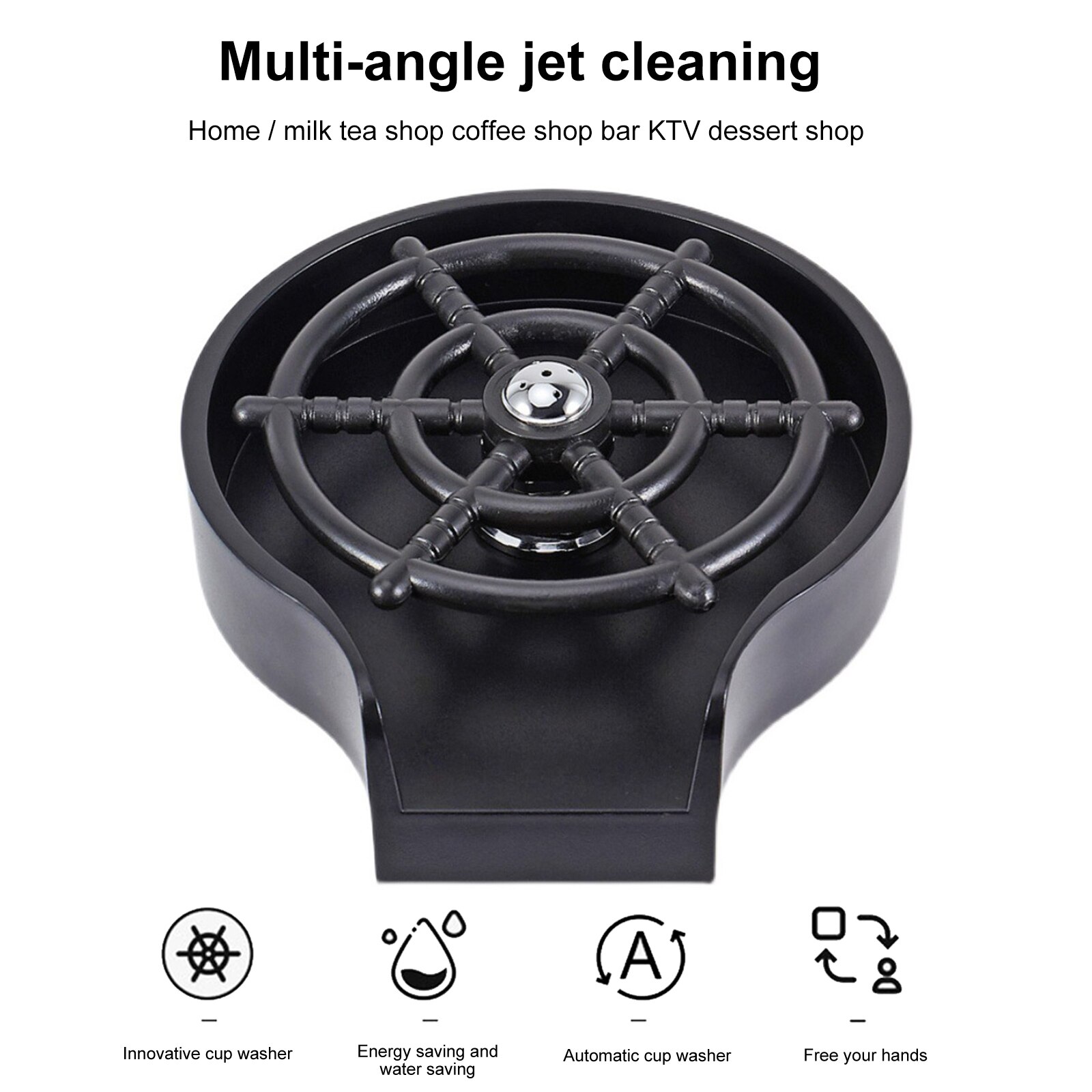 Practical Faucet Glass Rinser Automatic Cup Washer Kitchen Sink Milk Tea Beer Coffee Pitcher Cleaning Gadget