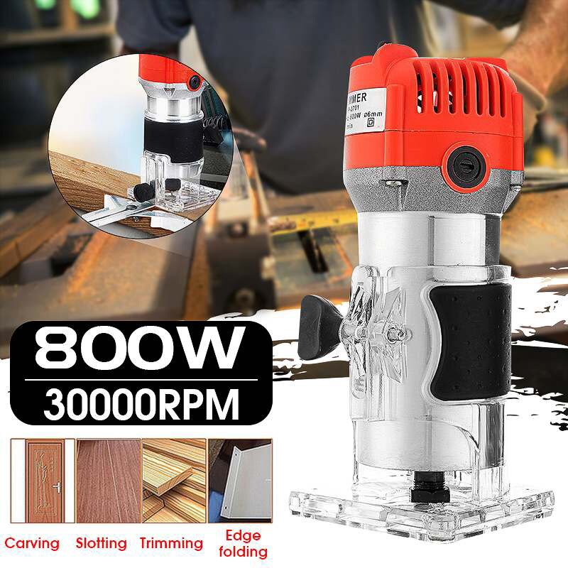 EASY-800W 220V 30000Rpm Electric Hand Trimmer Wood Router Laminate 6.35Mm Durable Motor Diy Carving Machine Woodworking Power To