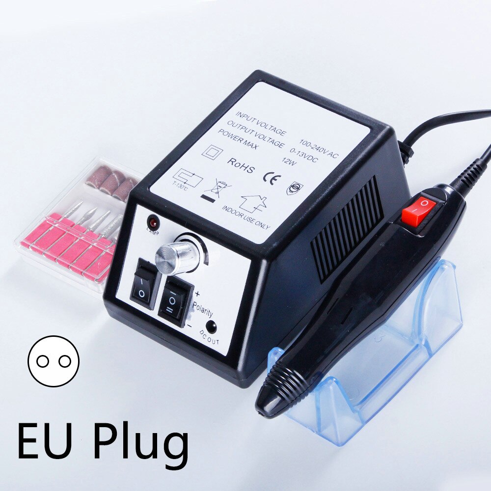 20000 tpm nagelboormachine elektrische manicuremachine frees voor manicure gel nagelriemverwijderaar boorvijl nagelkunstlakmachine: Zwart-eu