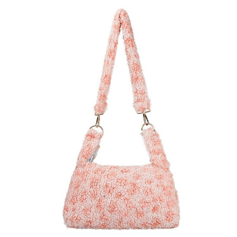Lamswollen imitatiebont messenger bags harige luipaard schoudertas tote bag luipaardpatroon kleine vierkante tas harige