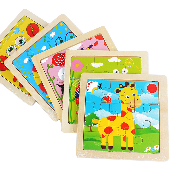 Mini Größe 11*11 CM Kinder Spielzeug Holz Puzzle 3D Baby Cartoon Tier/Verkehrs Holz Puzzles Jigsaw Bildungs spielzeug für Kinder