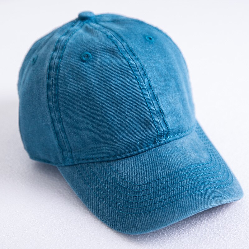 Lente Zomer katoen Gewassen Baseball Cap Mannen Vrouwen doen oude retro stijl Outdoor Zonnescherm Hoed Casual effen kleur baseball cap: Lake blue