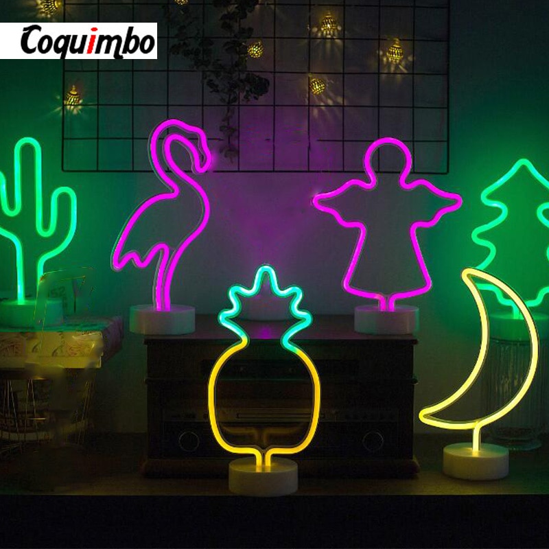Regenboog Led Neon Light Teken Xmas Party Bruiloft Decoraties Kinderkamer Home Decor Flamingo Maan Eenhoorn Neon Lamp