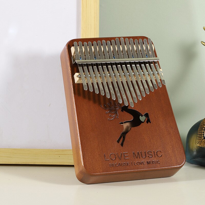 Piano de pulgar Kalimba de 17 teclas, instrumento Musical de madera de caoba de , cuerpo de dedo de África, con libro de aprendizaje: B