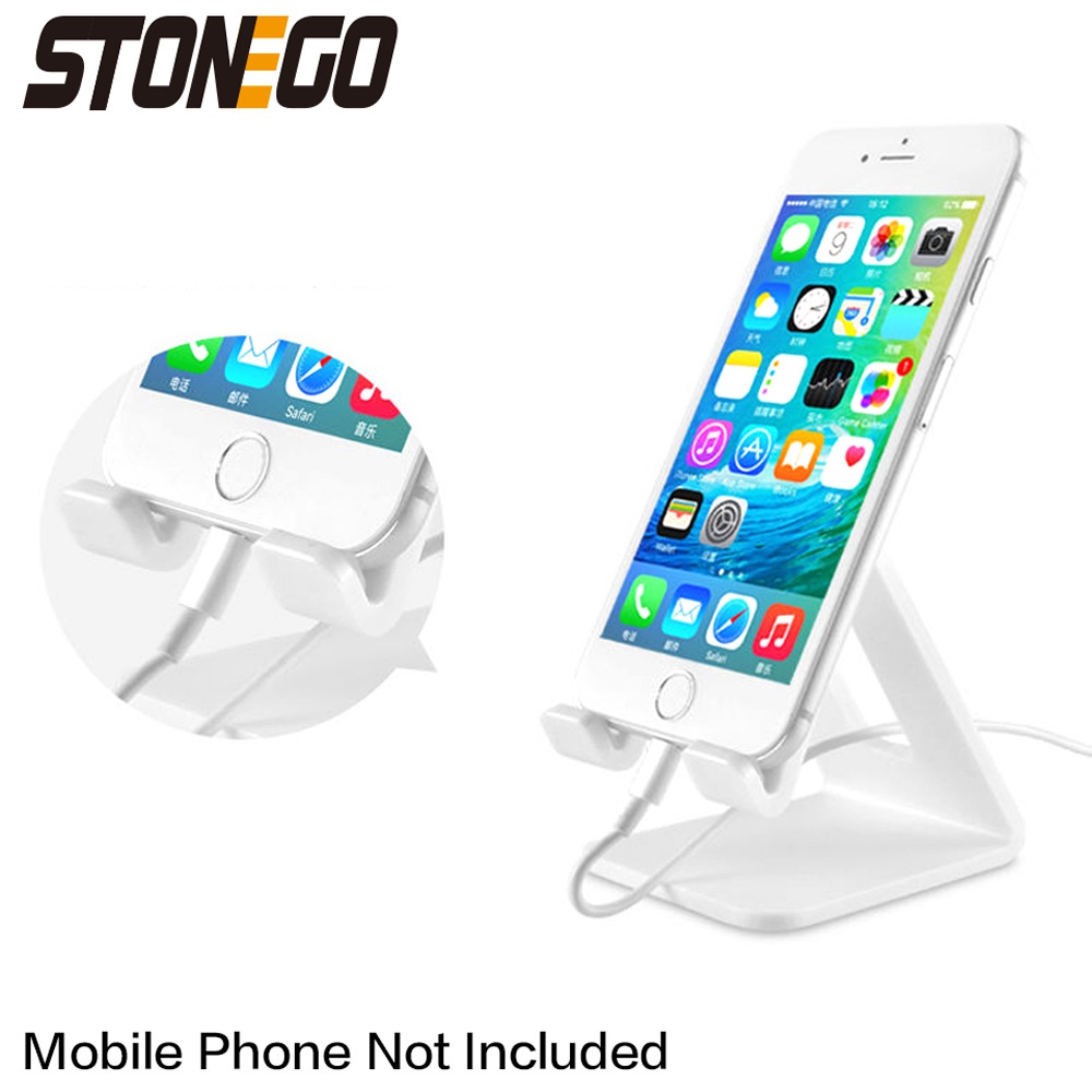 STONEGO 1 szt. Uchwyt na telefon przy biurku trójkątny stojak przenośny do Tablet z funkcją telefonu komórkowego uniwersalny plastikowy stojak na telefon