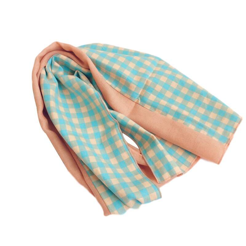 Écharpe à carreaux pour enfants, en coton, pour printemps et automne, pour filles et garçons, accessoires pour bébé: Bleu orange