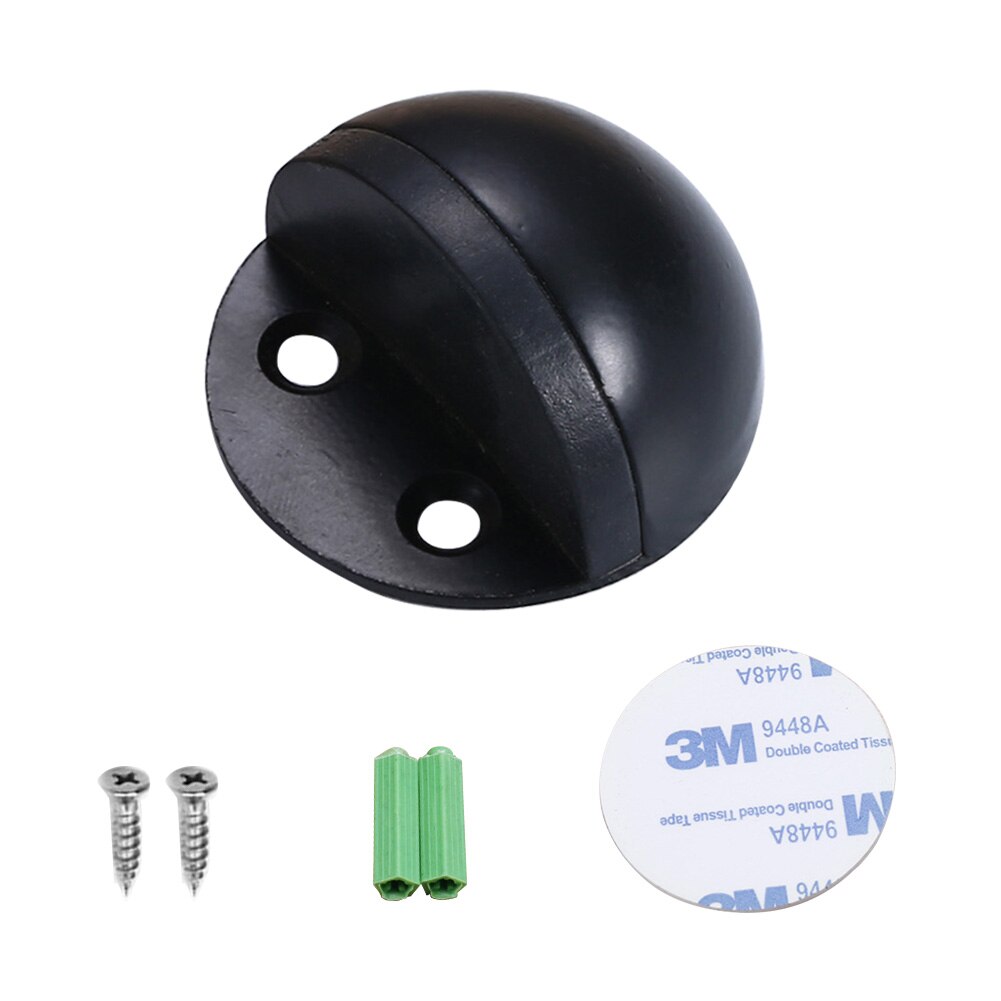 1 pc Anti-collision Door Stopper Non Punching Sticker Hidden Stainless Steel Rubber Door Stopper Door Wall Holders Catch: Black