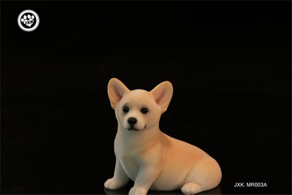 JXK Fluff Pembroke Welsh Corgi Dog Pet Healing Figure Canidae Animal Collector Toy Resin Desktop Decoration: JXKMR003A