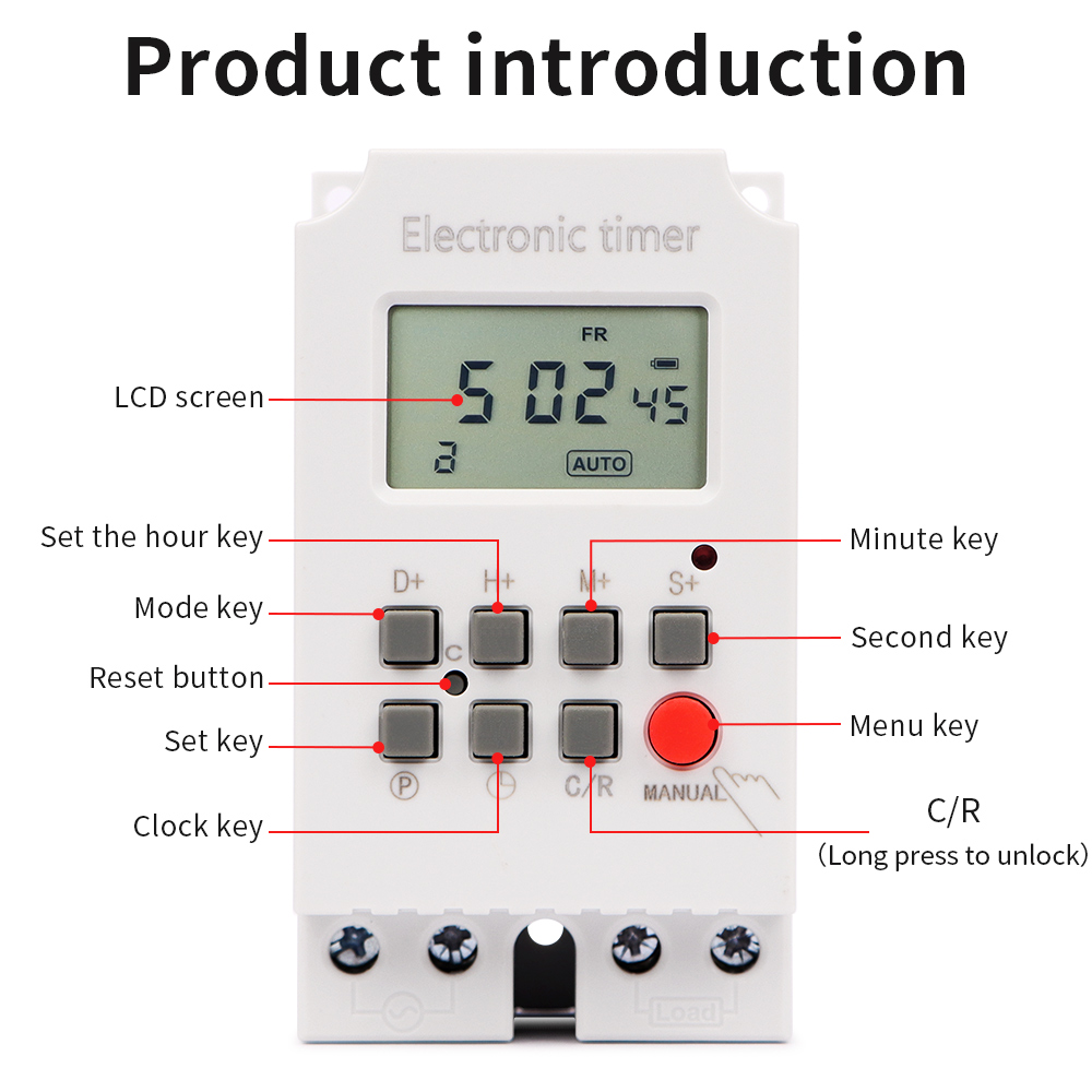 Automatisk elektronisk timer relæ 220v 25a ugentlige 7 dage minutter sekunder 168 timer tidsstyring programmerbar timer
