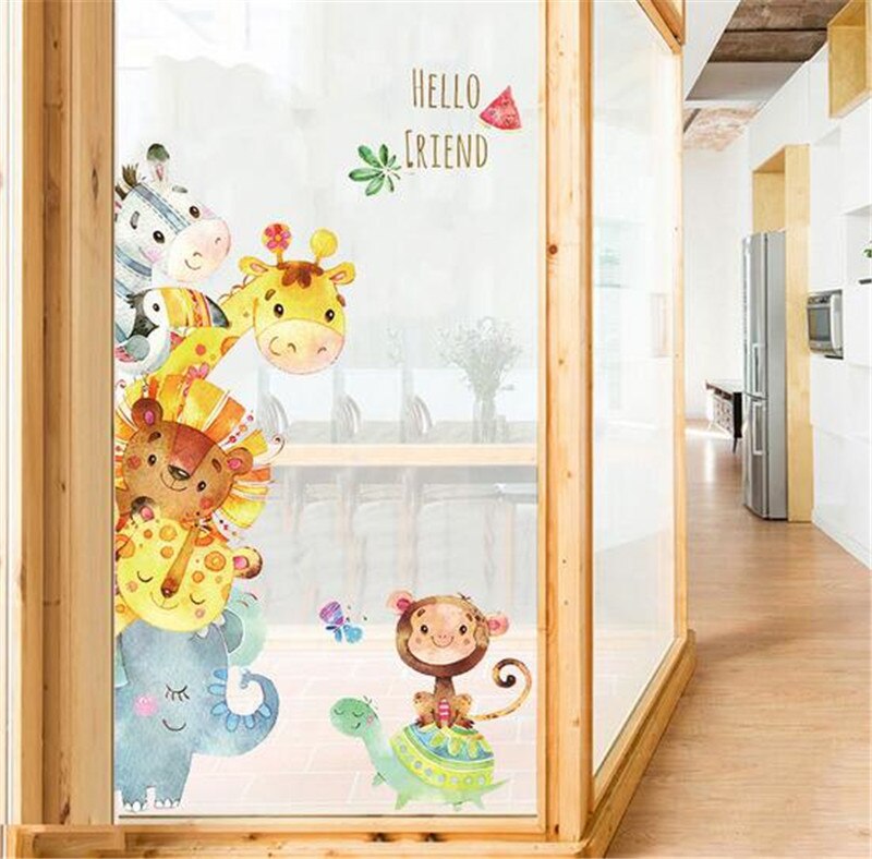 Cartoon Dieren Muurstickers Welkom Kinderen Mural Decals Voor Kinderen Kamers Baby Slaapkamer Garderobe Deur Decoratie