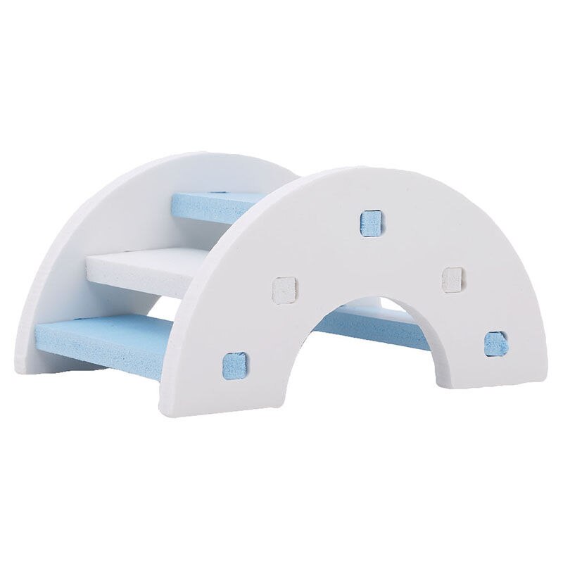 Hamster Ladder Rainbow Bridge Pet Toys Wooden Bridge Hanging Toys Small Animals Cage Accessories Hamster Seesaw Ladder Rainbow: blue