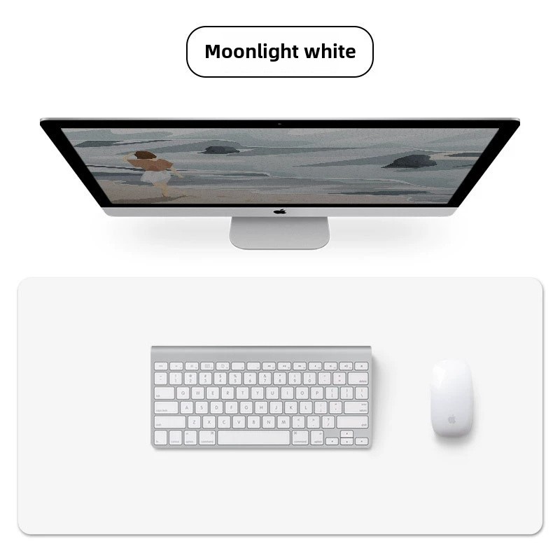 1 Pcs Large Size 600*300mm Office Desk Protector Mat PU Leather Waterproof Mouse Pad Desktop Keyboard Desk Pad Gaming Mousepad: WHITE