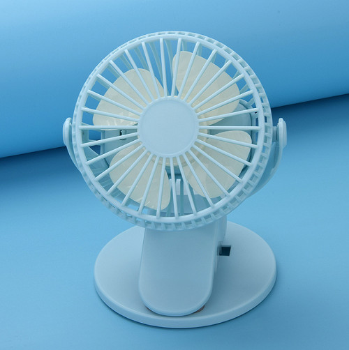 360° Rechargeable USB Clip On Mini Desk Fan Black Portable Table-Top Fan Fully Adjustable Head Quiet for Office Home: blue no battery