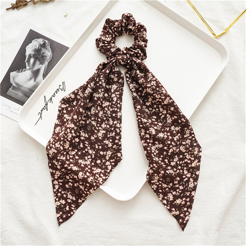 Accesorios para el cabello para mujer, Floral, lazo moño, niñas, flores, Scranchis, adornos de niñas, diadema, banda de goma: coffee