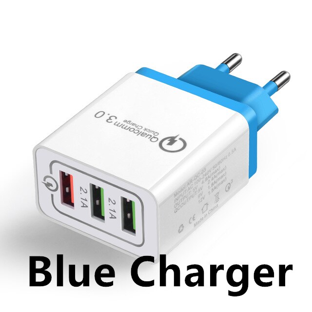 USB Charger EU Plug Quick Charge 3.0 Fast Charger Wall Charger For iphone 11 Pro X Samsung alaxy S8 S9 S10 S10e A50 A40 A30 A70: blue