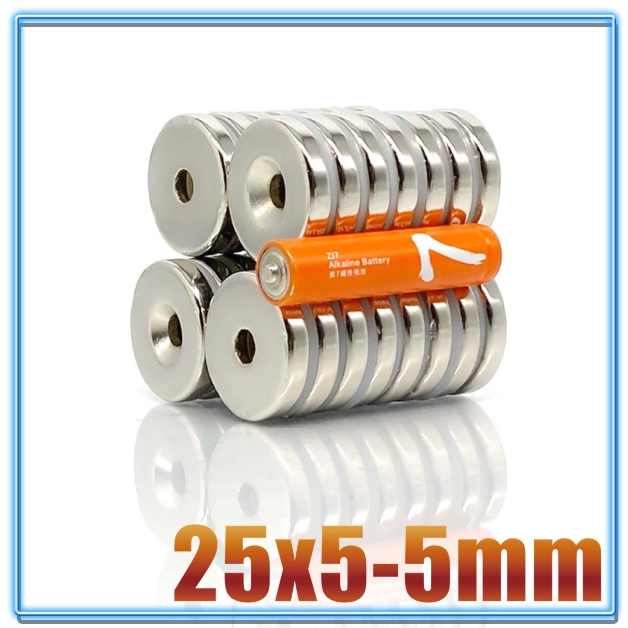 Aimants puissants permanents en néodyme, lot de 2 à 100 aimants puissants, 25x5mm, trou de 5mm