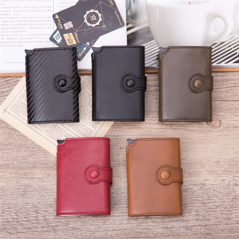 BISI GORO Neue Brieftasche RFID Verhindern PU Leder Vintage Karte Halter Männer und Frauen Geldbörse Carbon Brieftaschen fall