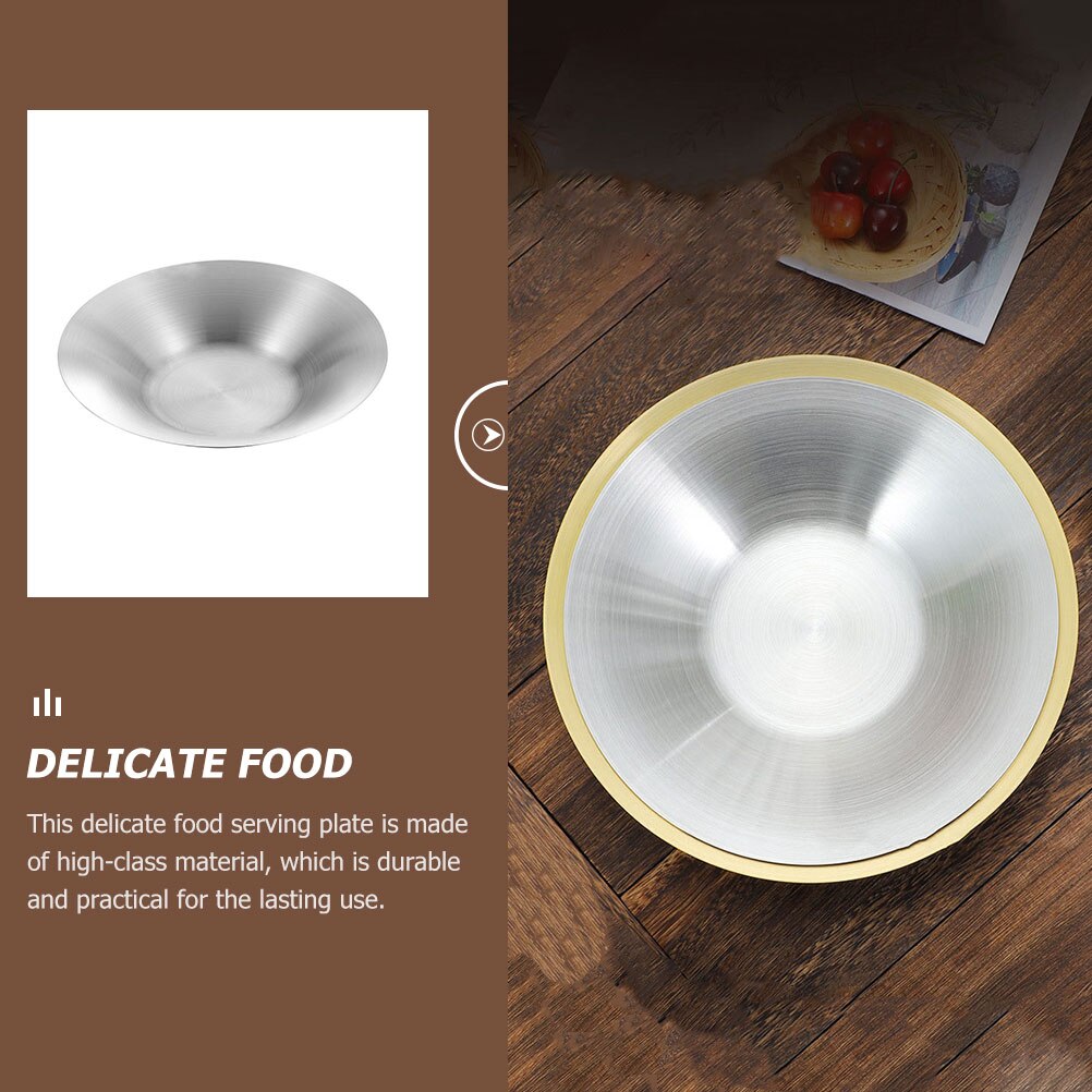 Stainless Steel Plate for Eating Stainless Steel Dish Round Dish Plate Cuisine Storage Plate