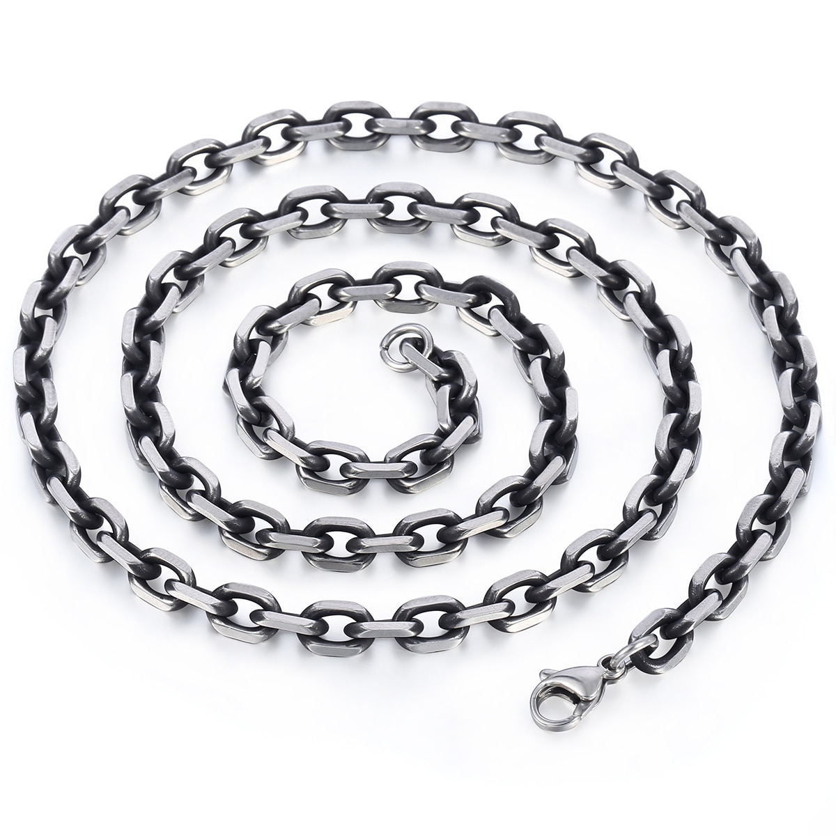 Trendsmax Cut Kabel Link Ketting Jongens Mens Chain Rvs Gunmetal Tone 6mm KKN498