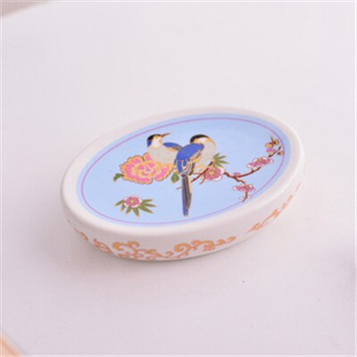 Set de accesorios de baño, dispensador de jabón de cerámica, soporte para cepillo de dientes y taza de gárgaras, platos de jabón, Lavatorio de flores y pájaros, juego de 5/6 piezas: Soap Dishe