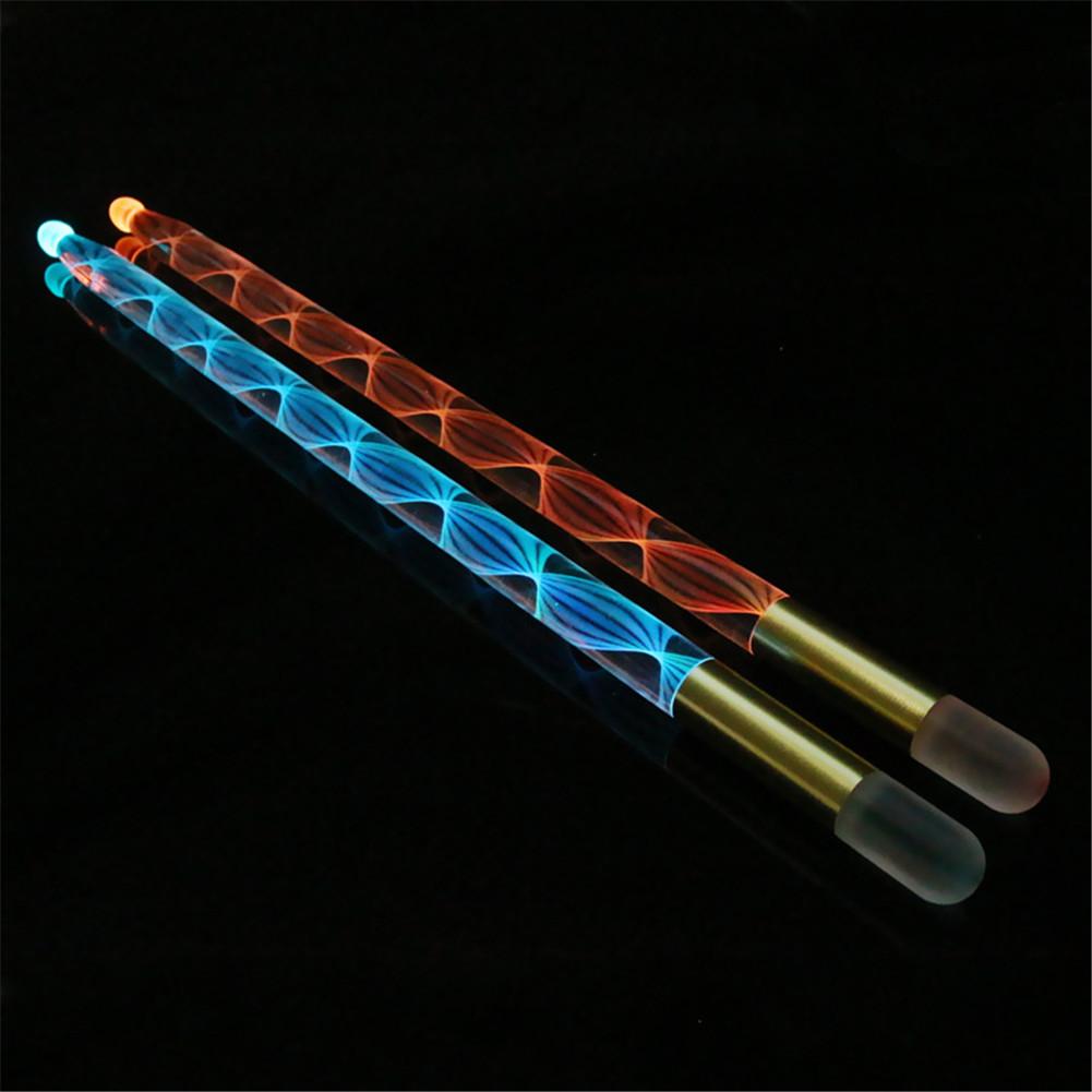 Baquetas de batería de acrílico con luz LED brillante, luminosas en la oscuridad, Jazz, efecto de rendimiento especial