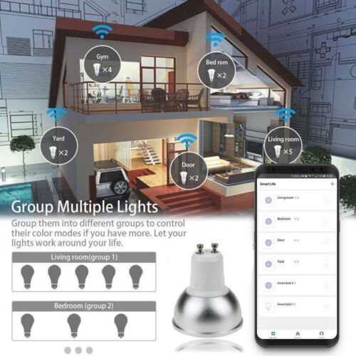 GU10 Smart Bulb Wireless WiFi App Remote Control Light - Alexa Google Home