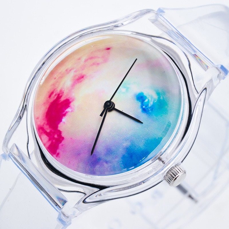 Transparent Watch Silicon Watches Women Sport Casual Quartz Starry sky Wristwatches Novelty Crystal Ladies Cartoon Reloj Mujer