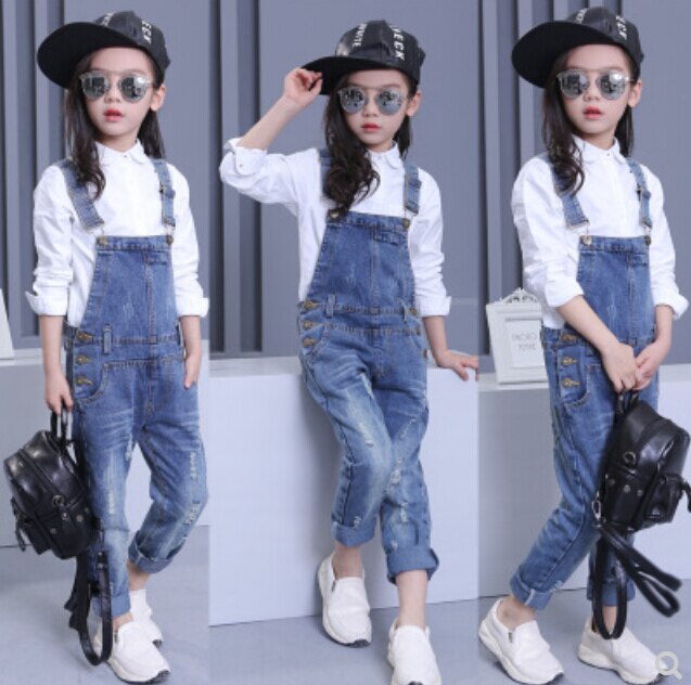 Kids Kinderen Meisjes Kleding Denim Gat Jumpsuit Overalls Playsuit Voor