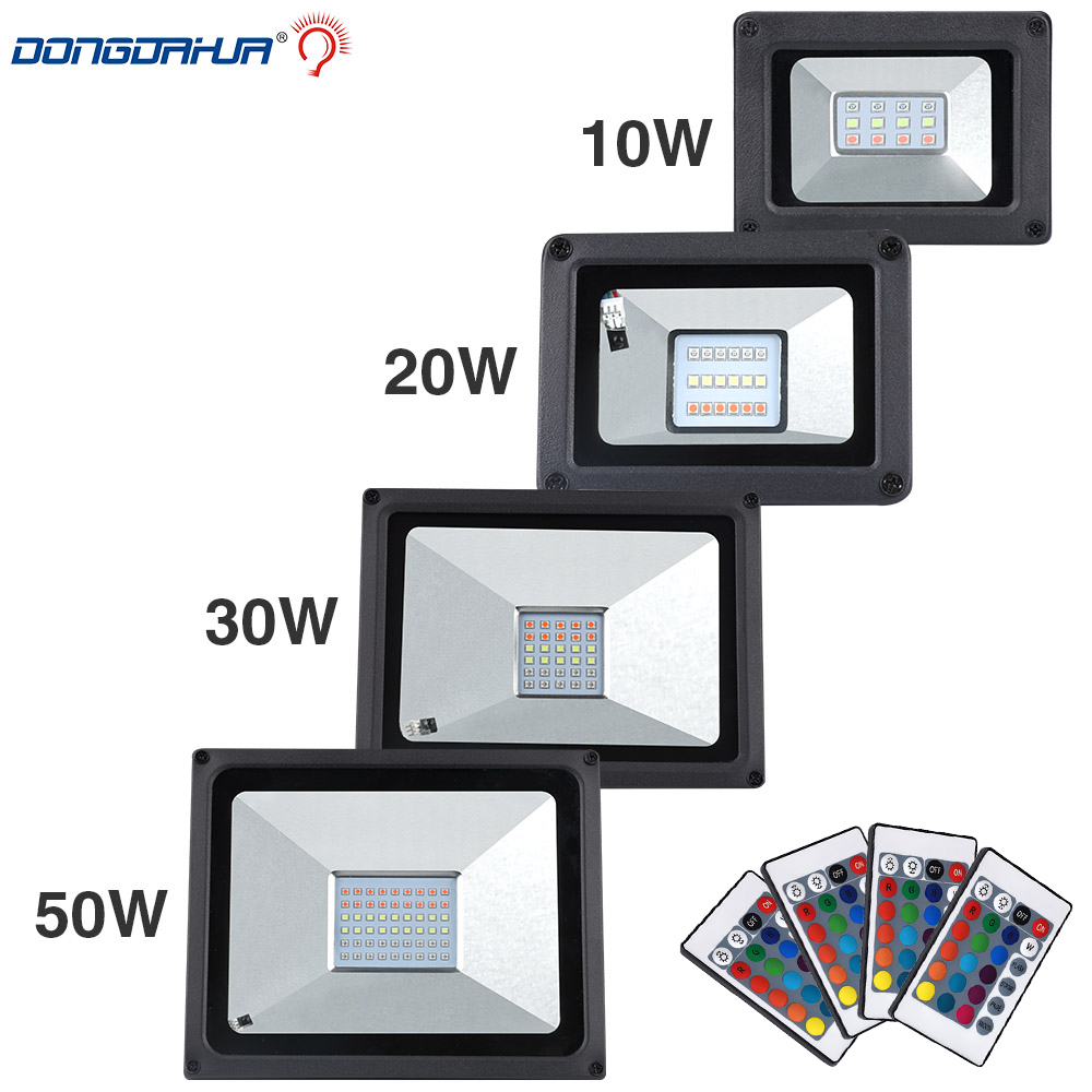 Led flomlys 10w 20w 30w 50w spotlight rgb/kaldhvit / varmhvit utvendig spotlight  ip65 led utelys
