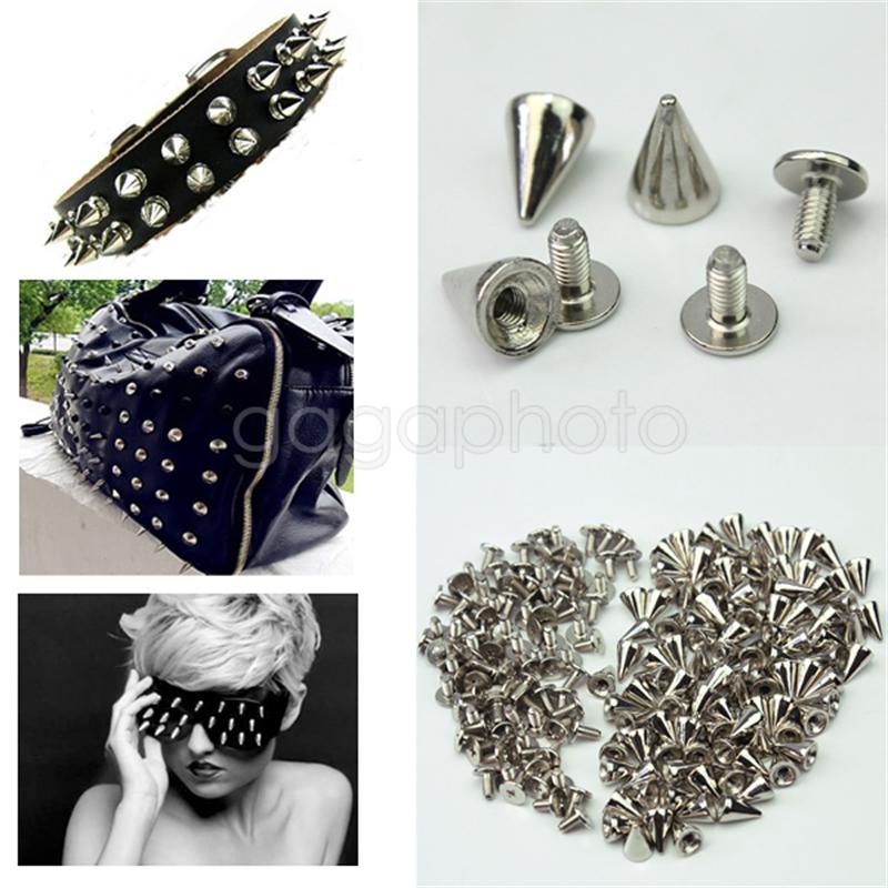 100x10mm argent taches cône vis métal goujons maroquinerie sacs Bracelet vêtements clou Rivet balle pointes