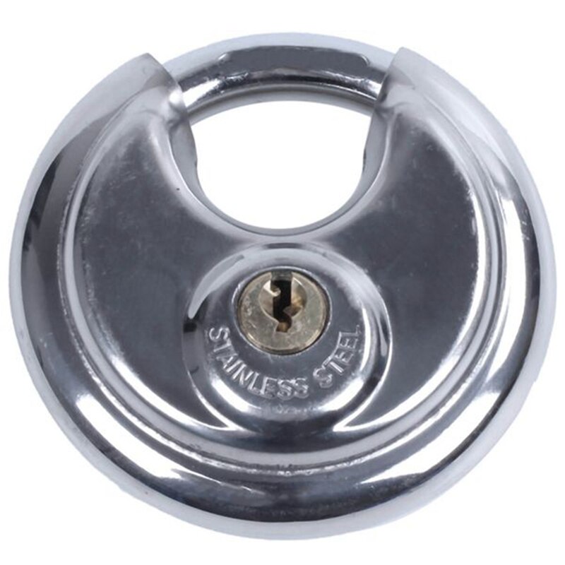 2Pcs Heavy Duty Outdoor Security Padlock 70mm Sheds Garage Gate Keyed Padlock, Stainless Steel Discus Lock
