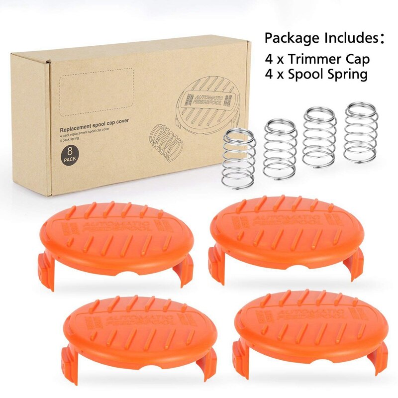 GTBL 8-Pack RC-100-P de remplacement enjoliveurs de bobine et ressort pour Black-Decker AFS tondeuse GH600 NST2018 CST2000