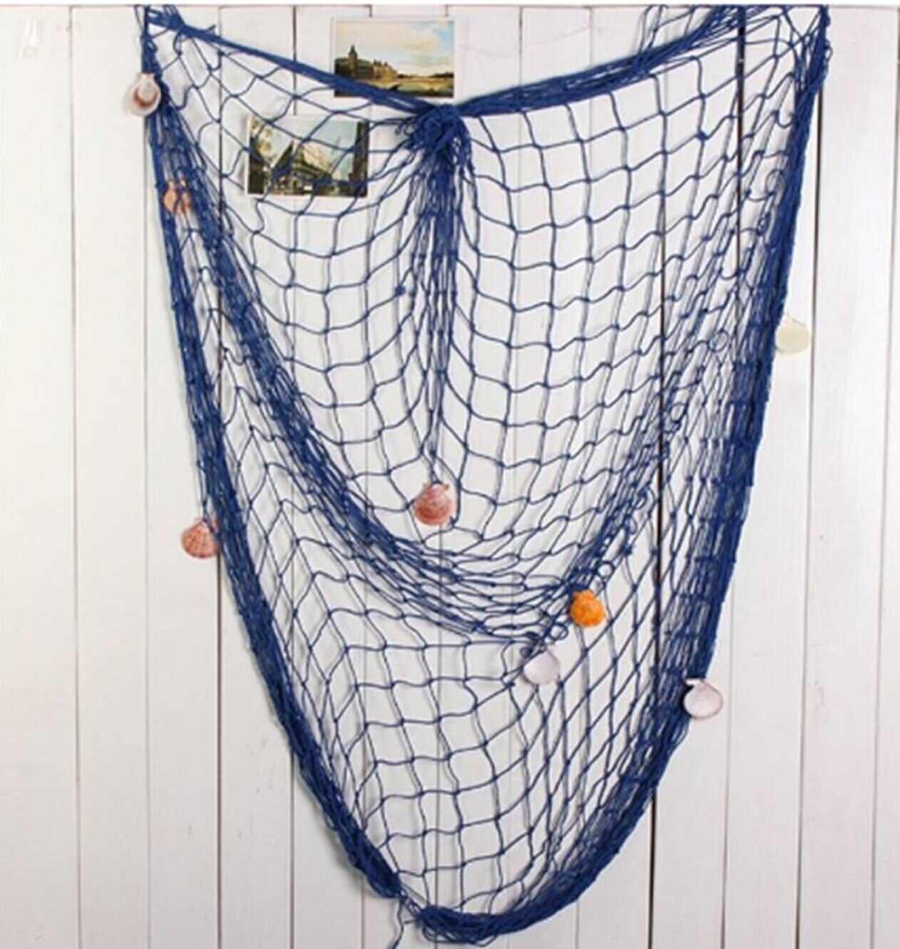Filet de pêche nautique 100cm x 200cm, autocollant mural décoratif pour bord de mer, fête à la plage, maille de pêche, décor méditerranéen: Bleu