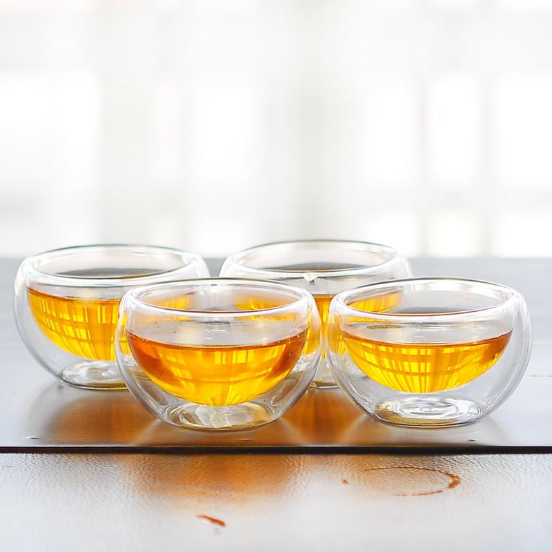 dubbelwandige glazen tea cup 50 ml * 6 stuks, Dubbele Laag Glas kopje Thee, pint glas cup