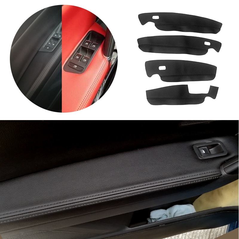 4 Stuks Auto Microfiber Leer Binnendeur Panelen Guard/Deur Armsteun Panel Cover Sticker Trim Voor Vw Touran