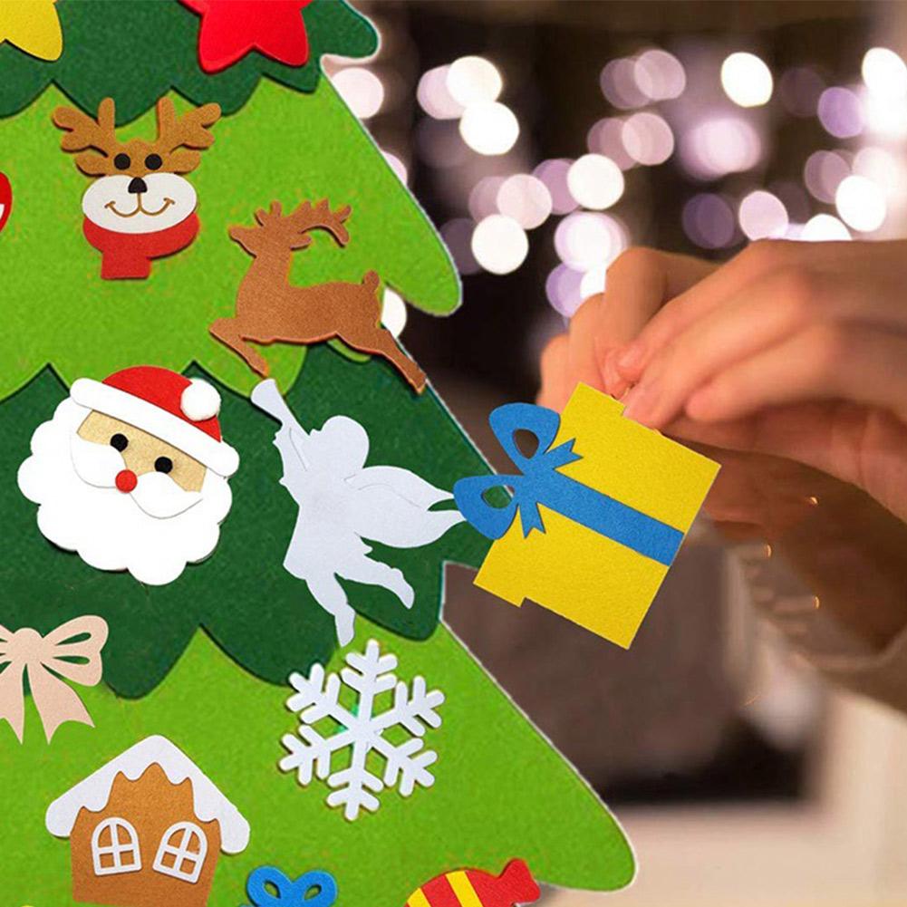 3d doe-het-zelf kerstbomenset van vilt met 25 decoraties voor kinderfeestjes