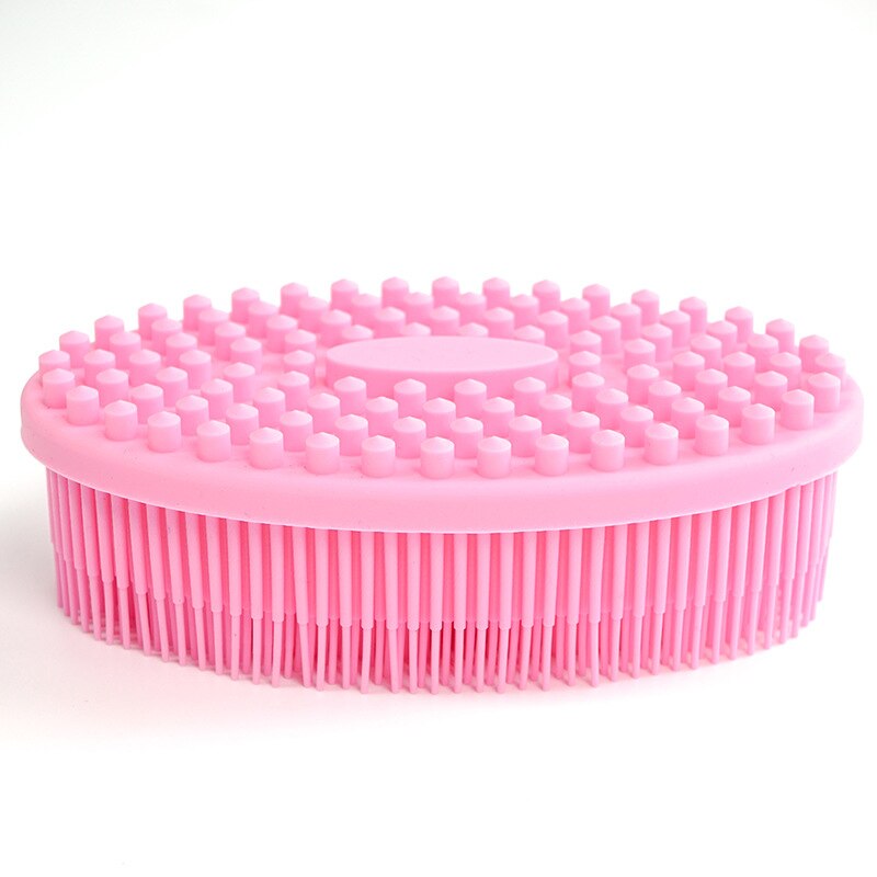 Zachte Siliconen Borstel Wassen Bad Douche Exfoliating Skin Fit Voor Baby Volwassen Bad Shampoo Hoofdmassage Borstel Levert Siliconebrush: Roze